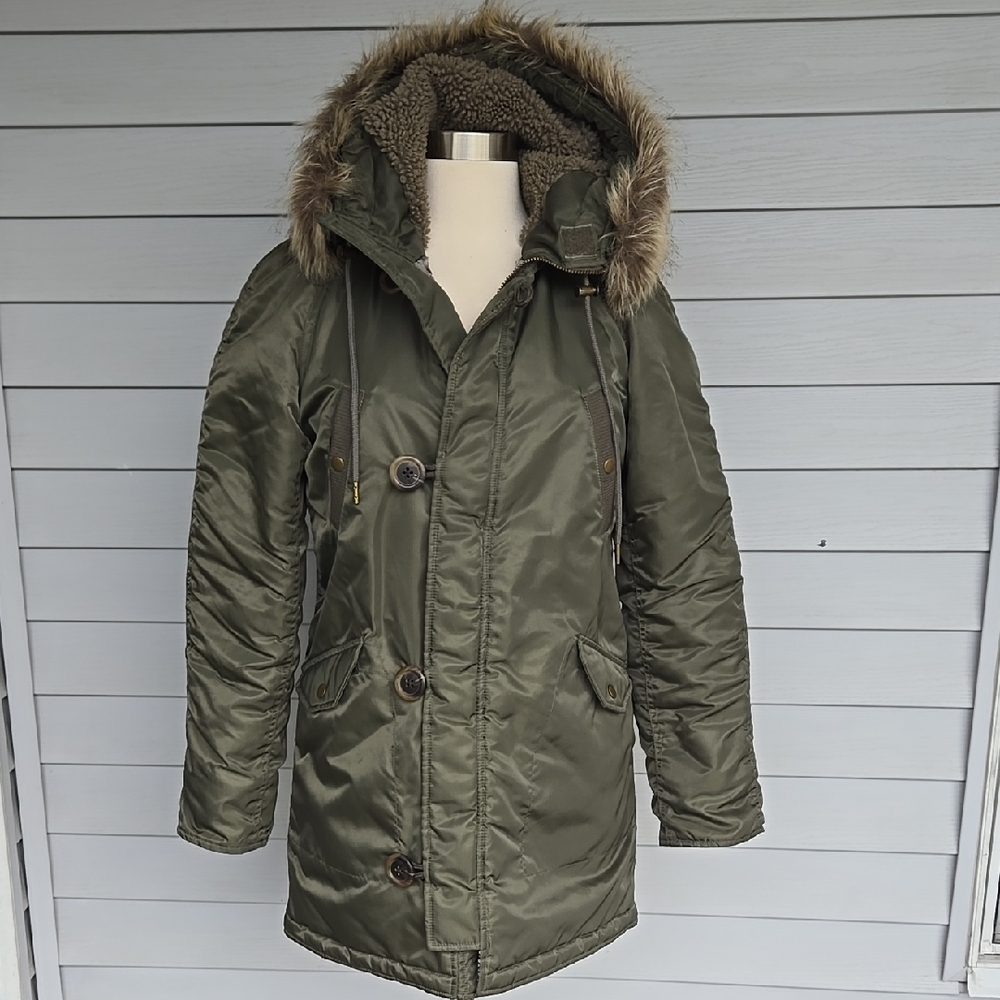 J. Crew Women's Army Green Hooded Parker Coat Size XXS